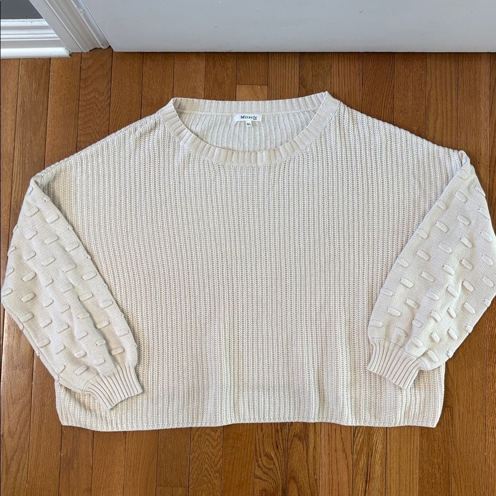 Miracle Oversized Sweater Slouchy Knit Size Medium/Large Off white - Picture 2 of 7